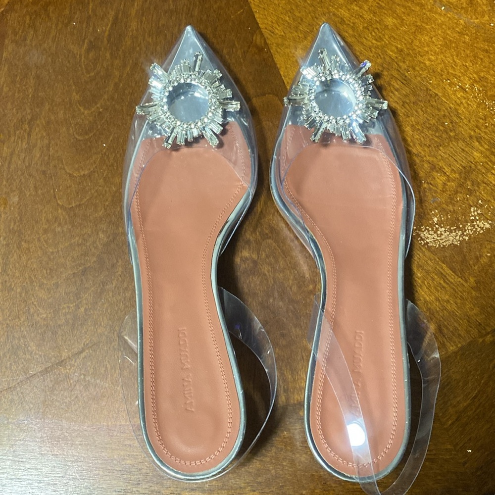 Beautiful  pre owned transparent glass sandals Amina Muaddi shoes